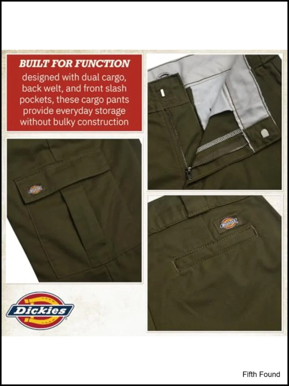 Dickies Womens Wide Leg Cargo Pants High Waisted Regular Fit
